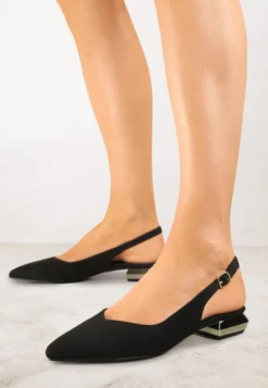 Czarne Sandały Slingback Vices z Wkładką ze Skóry Naturalnej Galeresa