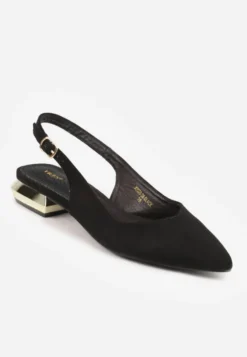 Czarne Sandały Slingback Vices z Wkładką ze Skóry Naturalnej Galeresa