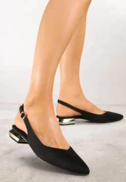 Czarne Sandały Slingback Vices z Wkładką ze Skóry Naturalnej Galeresa