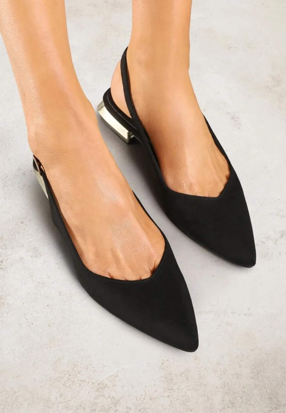 Czarne Sandały Slingback Vices z Wkładką ze Skóry Naturalnej Galeresa