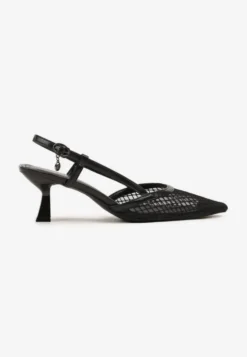 Czarne Sandały Vices na Kaczuszce Slingback z Siateczkową Cholewką Lumevile