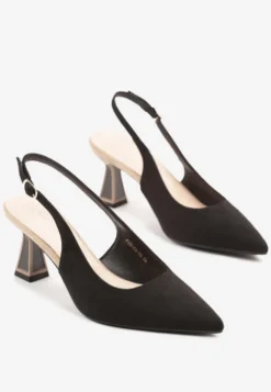 Czarne Sandały Vices na Kaczuszce Typu Slingback Edilitha