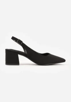 Czarne Sandały Vices na Słupku Slingback ze Skórzaną Wkładką Ciaravien