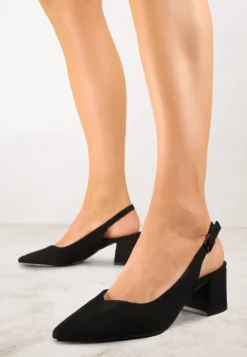 Czarne Sandały Vices na Słupku Slingback ze Skórzaną Wkładką Ciaravien