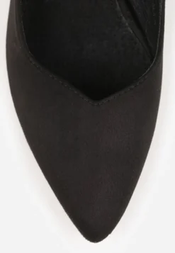 Czarne Sandały Vices na Słupku Slingback ze Skórzaną Wkładką Ciaravien