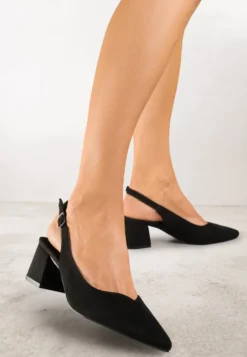Czarne Sandały Vices na Słupku Slingback ze Skórzaną Wkładką Ciaravien