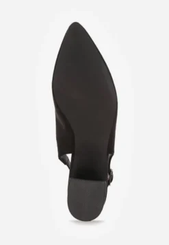 Czarne Sandały Vices na Słupku Slingback ze Skórzaną Wkładką Ciaravien