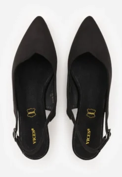 Czarne Sandały Vices na Słupku Slingback ze Skórzaną Wkładką Ciaravien