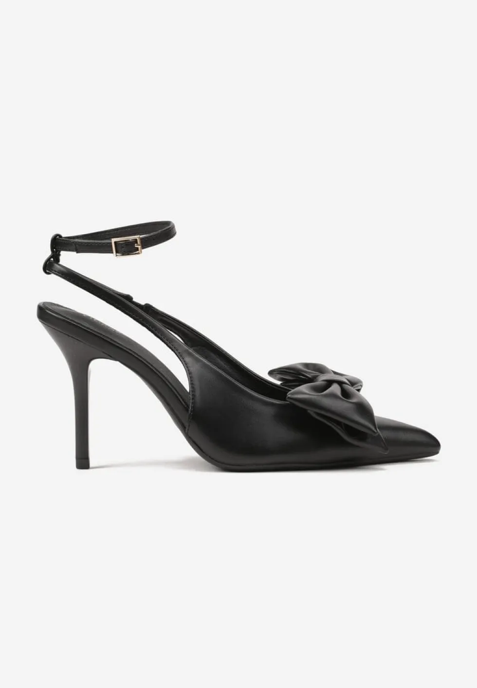Czarne Sandały Vices na Szpilce Slingback Ozdobione Kokardą Tilvanea