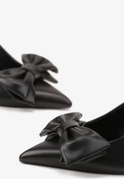 Czarne Sandały Vices na Szpilce Slingback Ozdobione Kokardą Tilvanea
