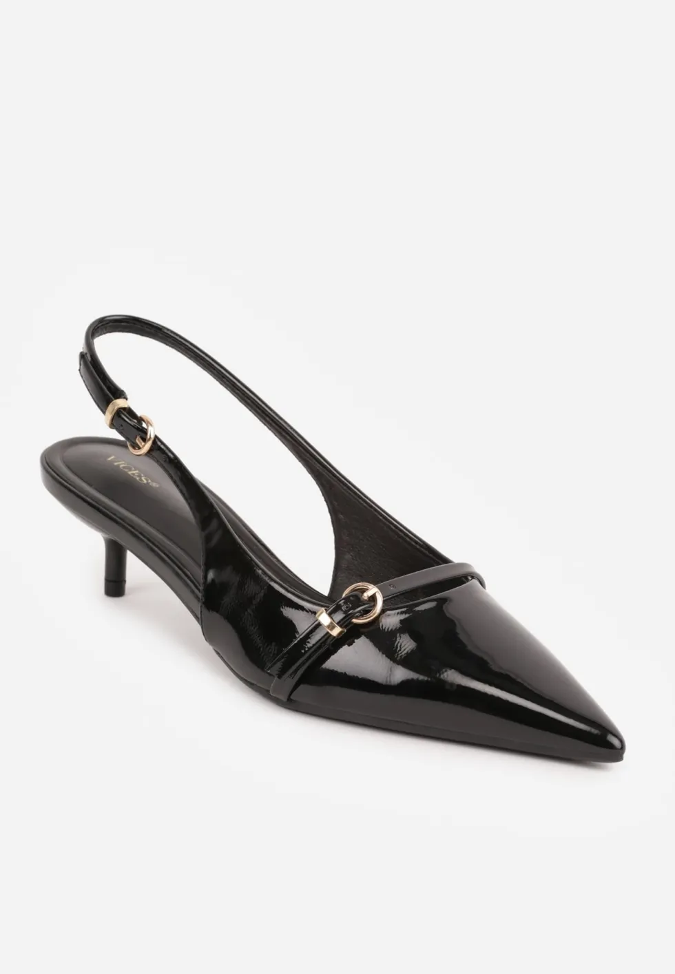 Czarne Sandały Vices Slingback na Obcasie z Cienkim Paskiem na Nosku Elozira