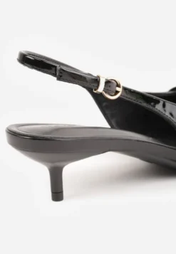 Czarne Sandały Vices Slingback na Obcasie z Cienkim Paskiem na Nosku Elozira