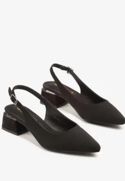 Czarne Sandały Vices Slingback ze Skórzaną Wkładką Ciarissa