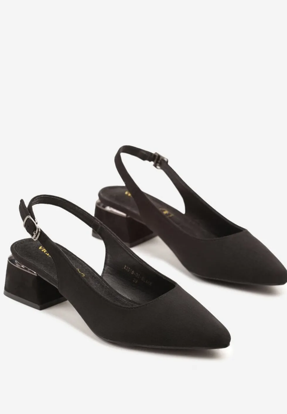 Czarne Sandały Vices Slingback ze Skórzaną Wkładką Ciarissa