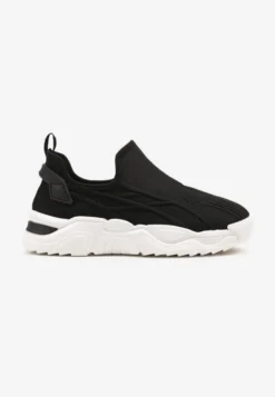 Czarne Siateczkowe Buty Sportowe Sneakersy Wsuwane Zdobione Tłoczeniami Nusadela