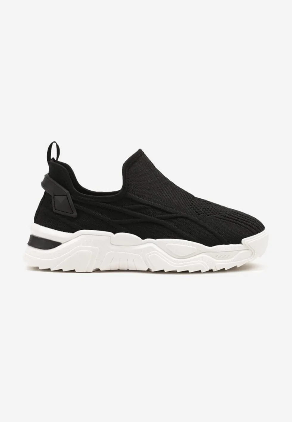 Czarne Siateczkowe Buty Sportowe Sneakersy Wsuwane Zdobione Tłoczeniami Nusadela