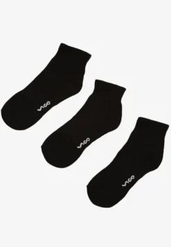 Czarne Skarpety z Bawełny 3-pack za Kostkę z Napisem Folerina