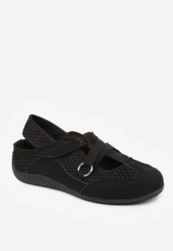 Czarne Sneakeriny z Siateczki z Zapięciem na Rzep Vianate