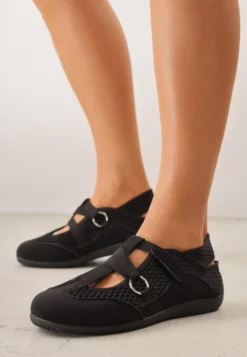 Czarne Sneakeriny z Siateczki z Zapięciem na Rzep Vianate