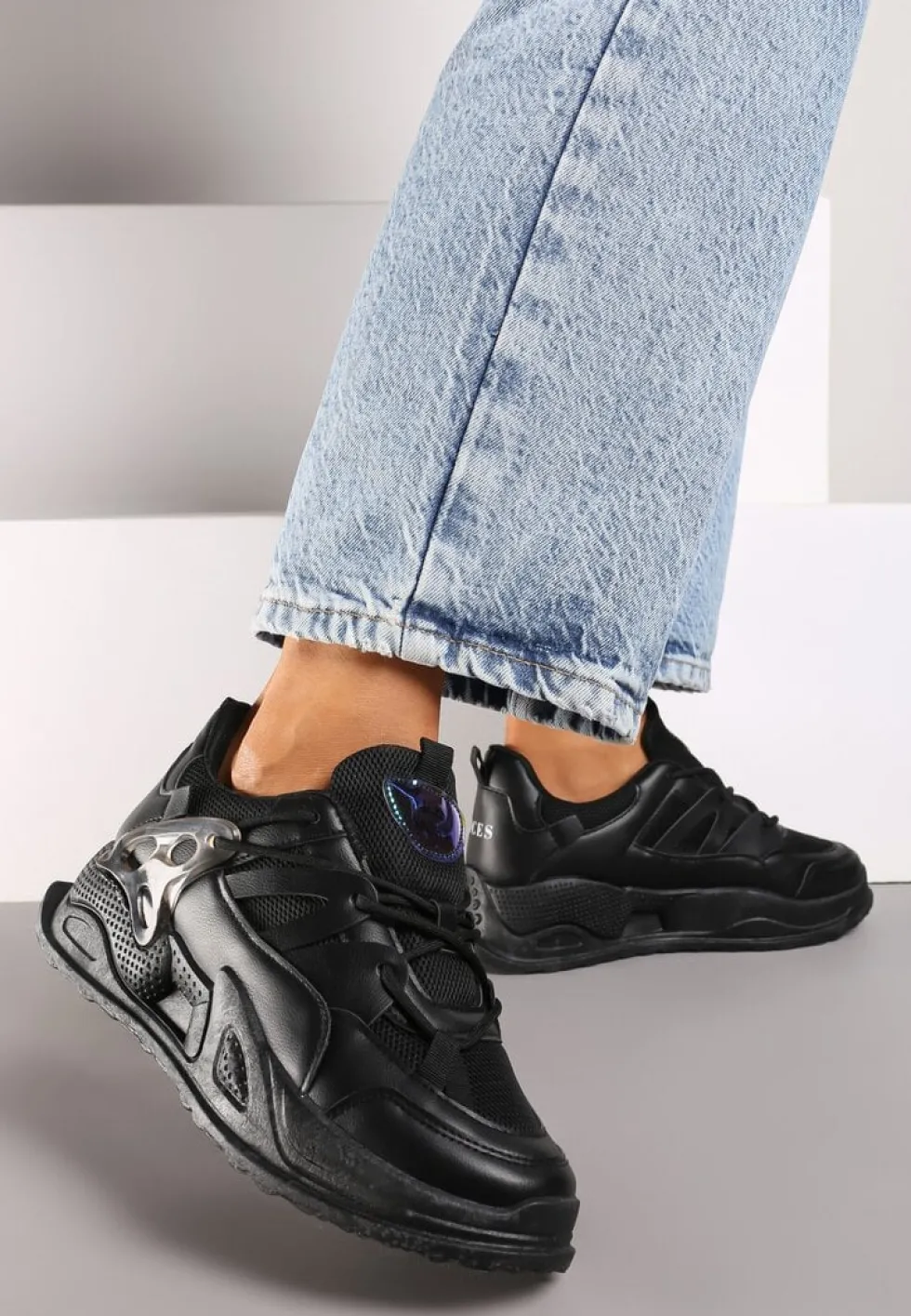 Czarne Sneakersy Atel