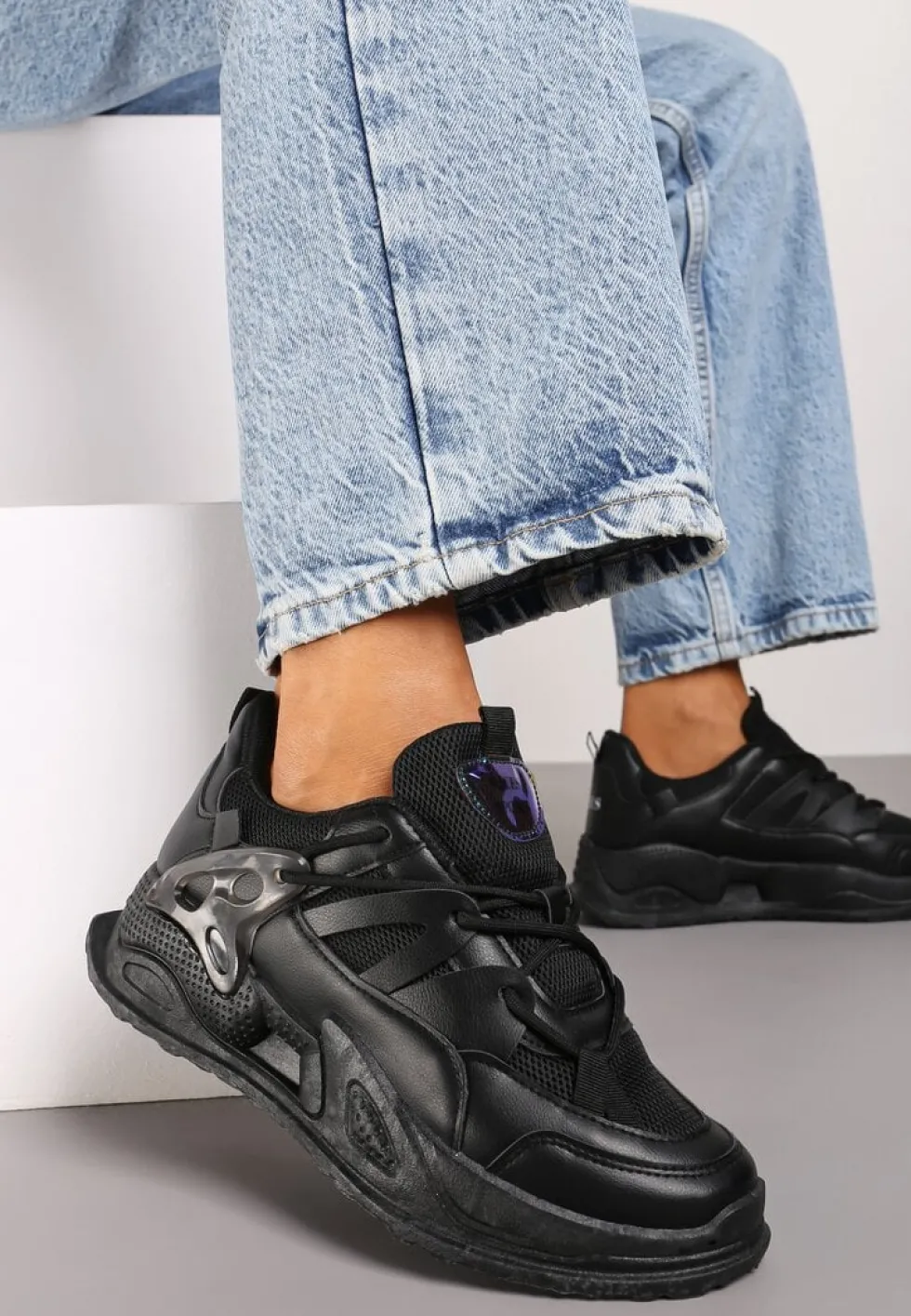 Czarne Sneakersy Atel