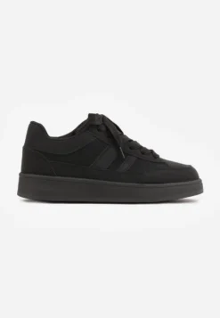 Czarne Sneakersy Basic z Paskami na Boku Adila
