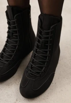 Czarne Sneakersy Boxing Shoes z Ociepleniem i Wysoką Cholewką Ferdama
