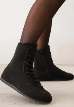 Czarne Sneakersy Boxing Shoes z Ociepleniem i Wysoką Cholewką Ferdama