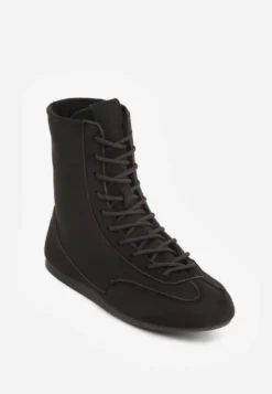 Czarne Sneakersy Boxing Shoes z Ociepleniem i Wysoką Cholewką Ferdama