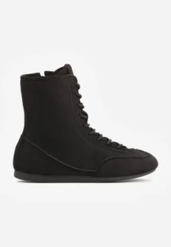 Czarne Sneakersy Boxing Shoes z Ociepleniem i Wysoką Cholewką Ferdama