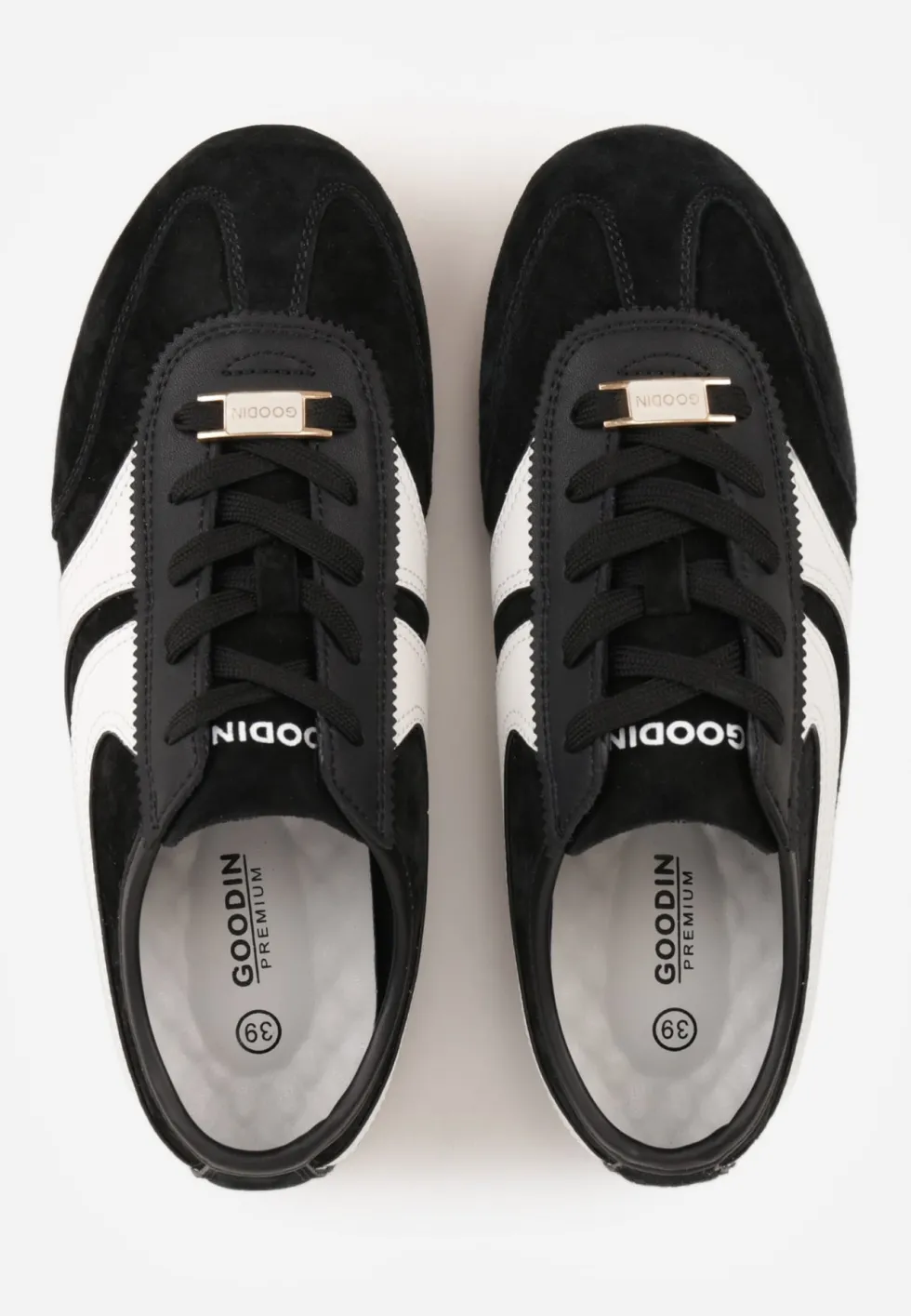 Czarne Sneakersy Klasyczne Tenisówki z Zamszu Naturalnego Talanashta