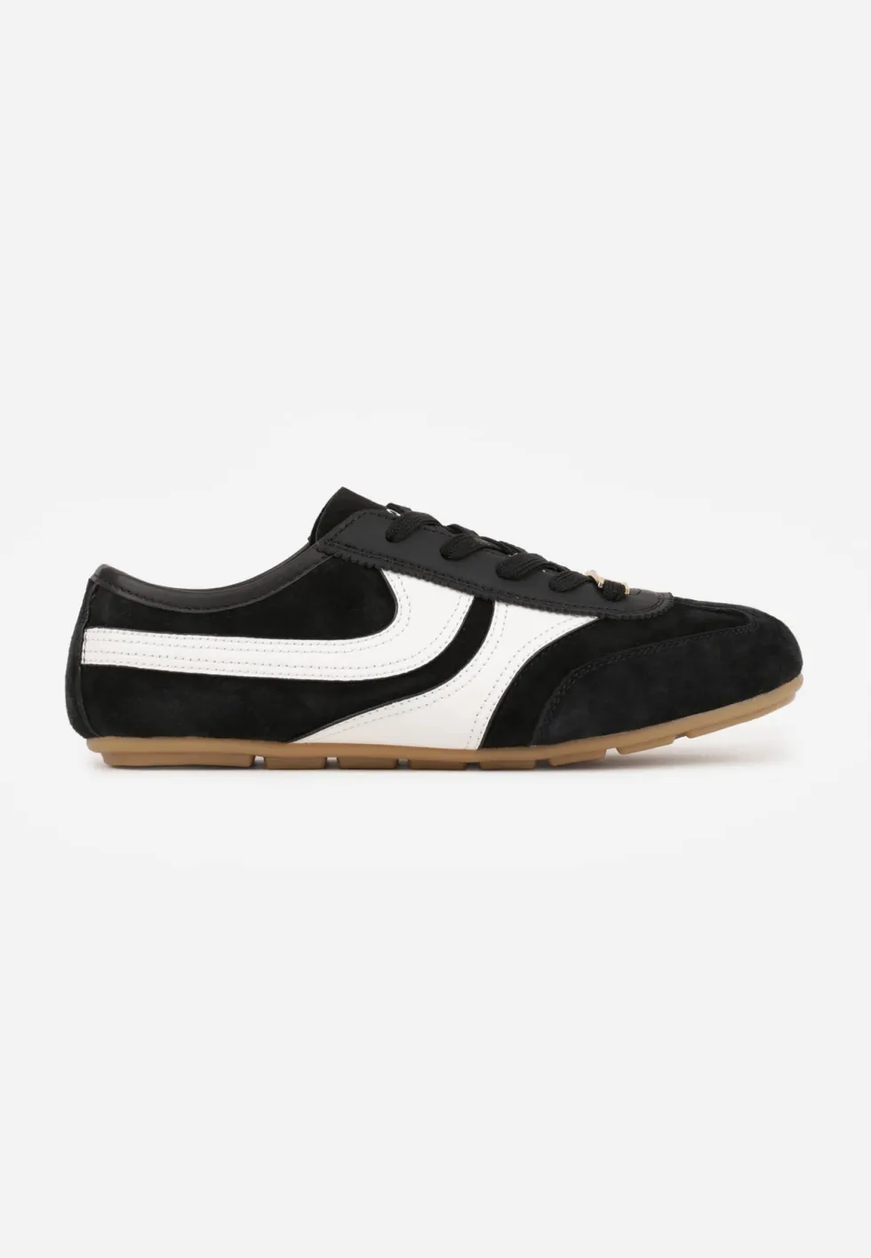 Czarne Sneakersy Klasyczne Tenisówki z Zamszu Naturalnego Talanashta