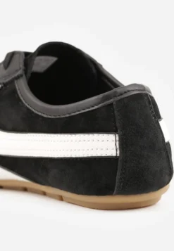 Czarne Sneakersy Klasyczne Tenisówki z Zamszu Naturalnego Talanashta