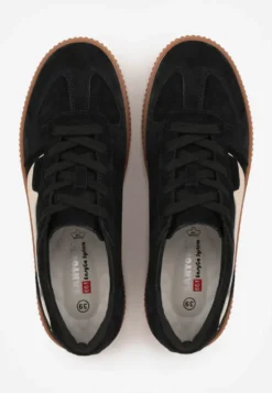Czarne Sneakersy Kultowe Tenisówki z Zamszu Naturalnego ze Skórzaną Wkładką Rionae