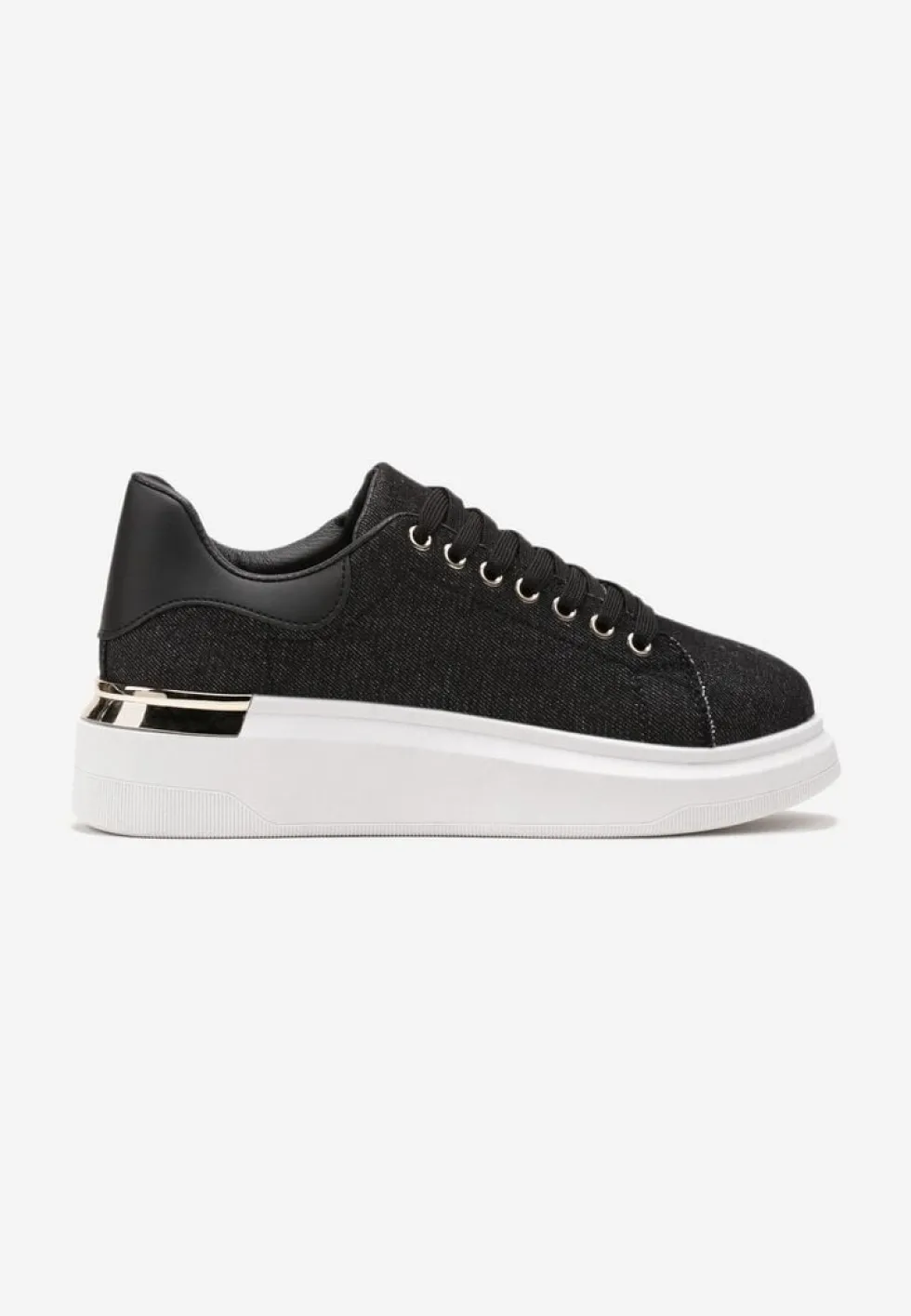 Czarne Sneakersy na Grubej Podeszwie Mivana