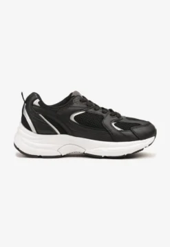 Czarne Sneakersy na Grubej Podeszwie z Cholewką z Siateczką Zollexia