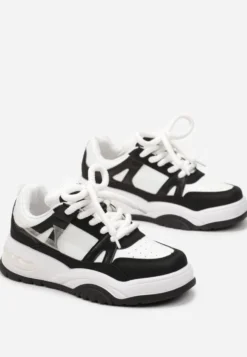 Czarne Sneakersy na Grubej Podeszwie z Szerokim Wiązaniem Iniestra