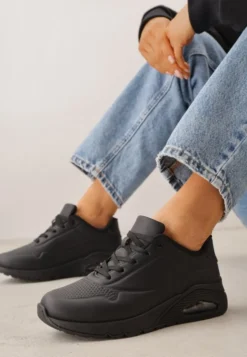 Czarne Sneakersy na Platformie z Transparentną Wstawką przy Podeszwie Riovira