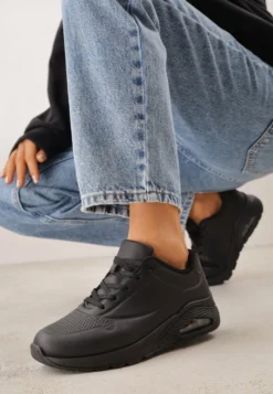 Czarne Sneakersy na Platformie z Transparentną Wstawką przy Podeszwie Riovira