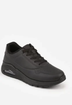 Czarne Sneakersy na Platformie z Transparentną Wstawką przy Podeszwie Riovira