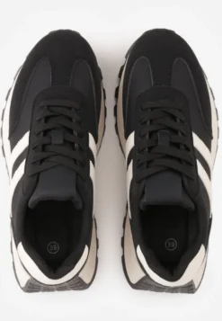 Czarne Sneakersy na Platformie z Geometrycznym Motywem Tillia