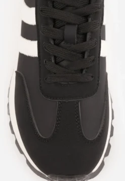 Czarne Sneakersy na Platformie z Geometrycznym Motywem Tillia