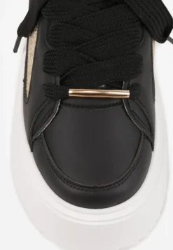 Czarne Sneakersy na Platformie Ozdobione Nitami i Metalicznymi Elementami Azista