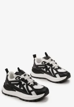 Czarne Sneakersy na Platformie z Wstawkami z Siateczki Epionna