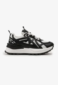 Czarne Sneakersy na Platformie z Wstawkami z Siateczki Epionna