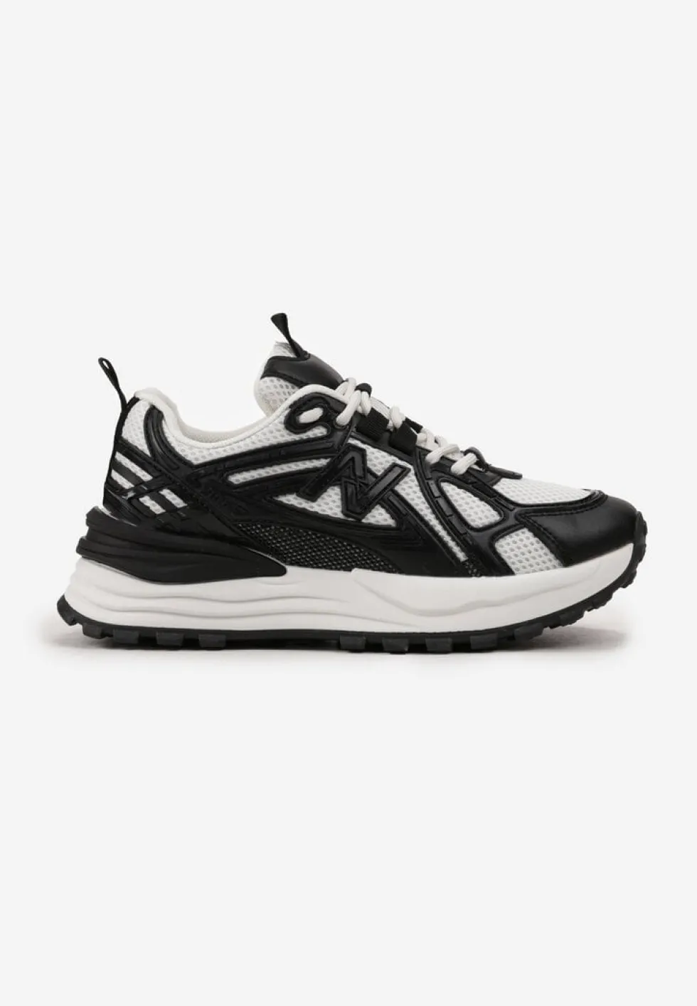 Czarne Sneakersy na Platformie z Wstawkami z Siateczki Epionna
