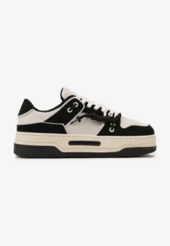 Czarne Sneakersy na Platformie z Ozdobnymi Sznurówkami Aqara