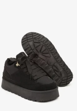 Czarne Sneakersy Śniegowce na Platformie Velavine