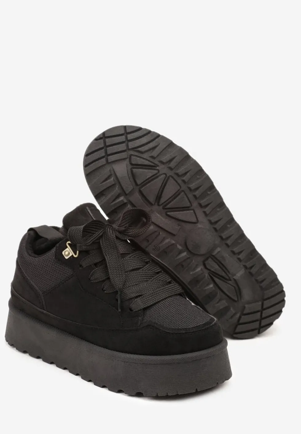 Czarne Sneakersy Śniegowce na Platformie Velavine