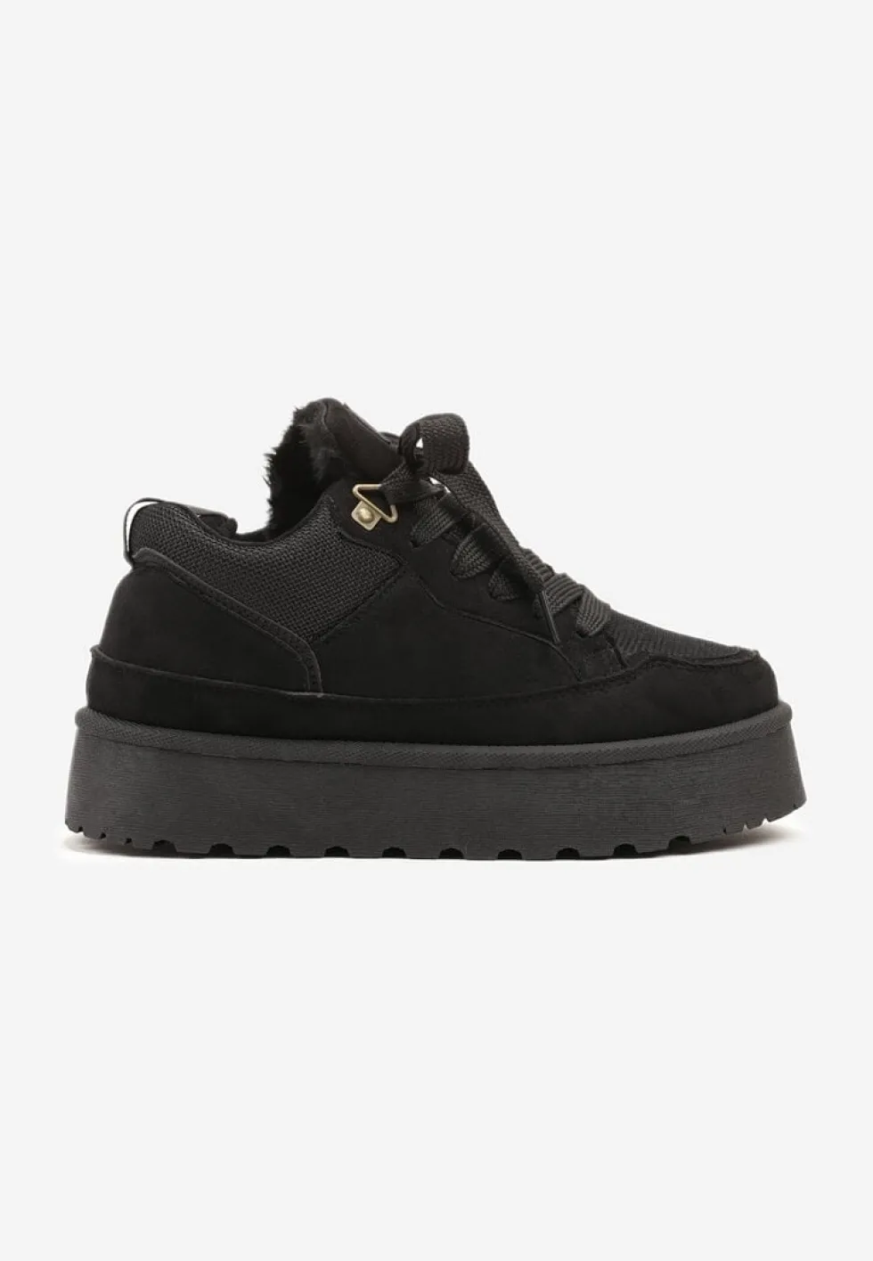 Czarne Sneakersy Śniegowce na Platformie Velavine